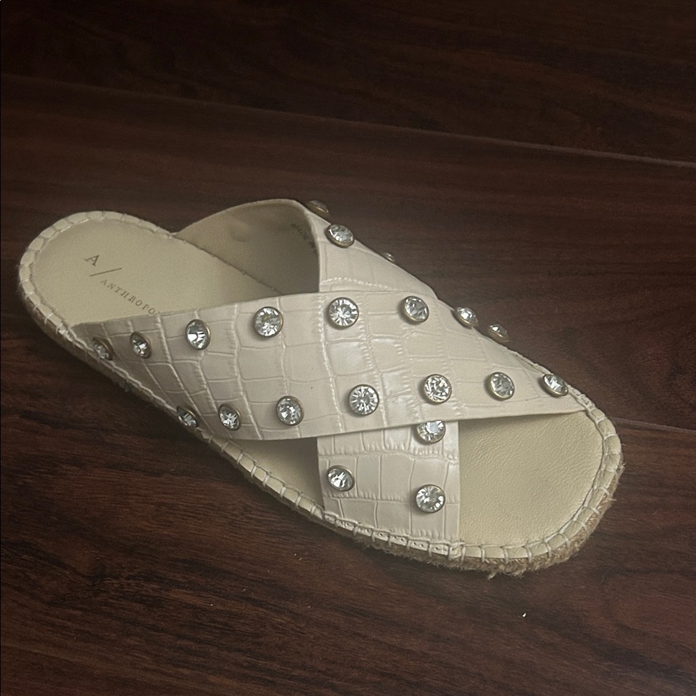 Anthropologie Cream Studded Espadrilles